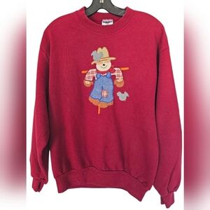 Vintage 90s Jerzees Scarecrow Embroidered Maroon Pullover Sweatshirt Size Medium